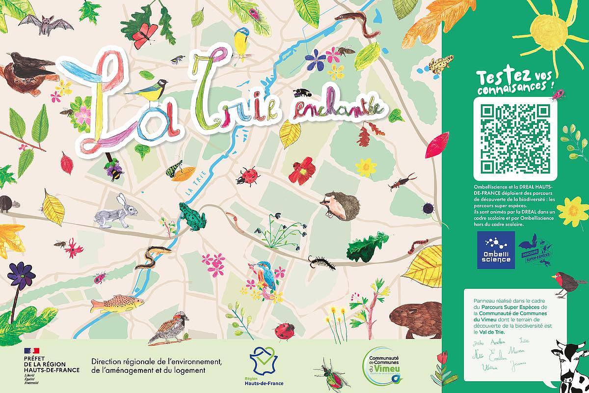 Rendu du PSE du Vimeu : panneau touristique illustré par les jeunes avec QR Code (questionnaire)